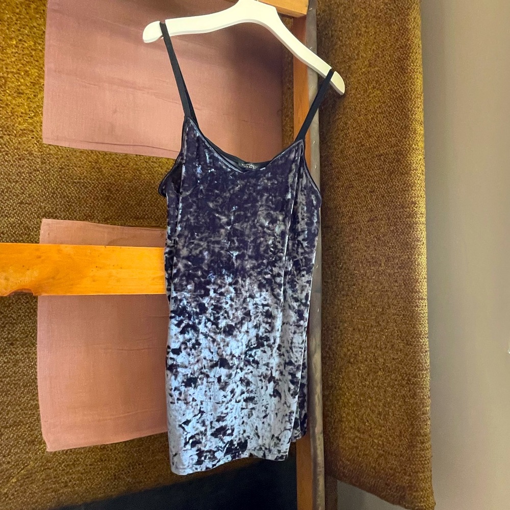 Blue Crushed Velvet Mini Dress